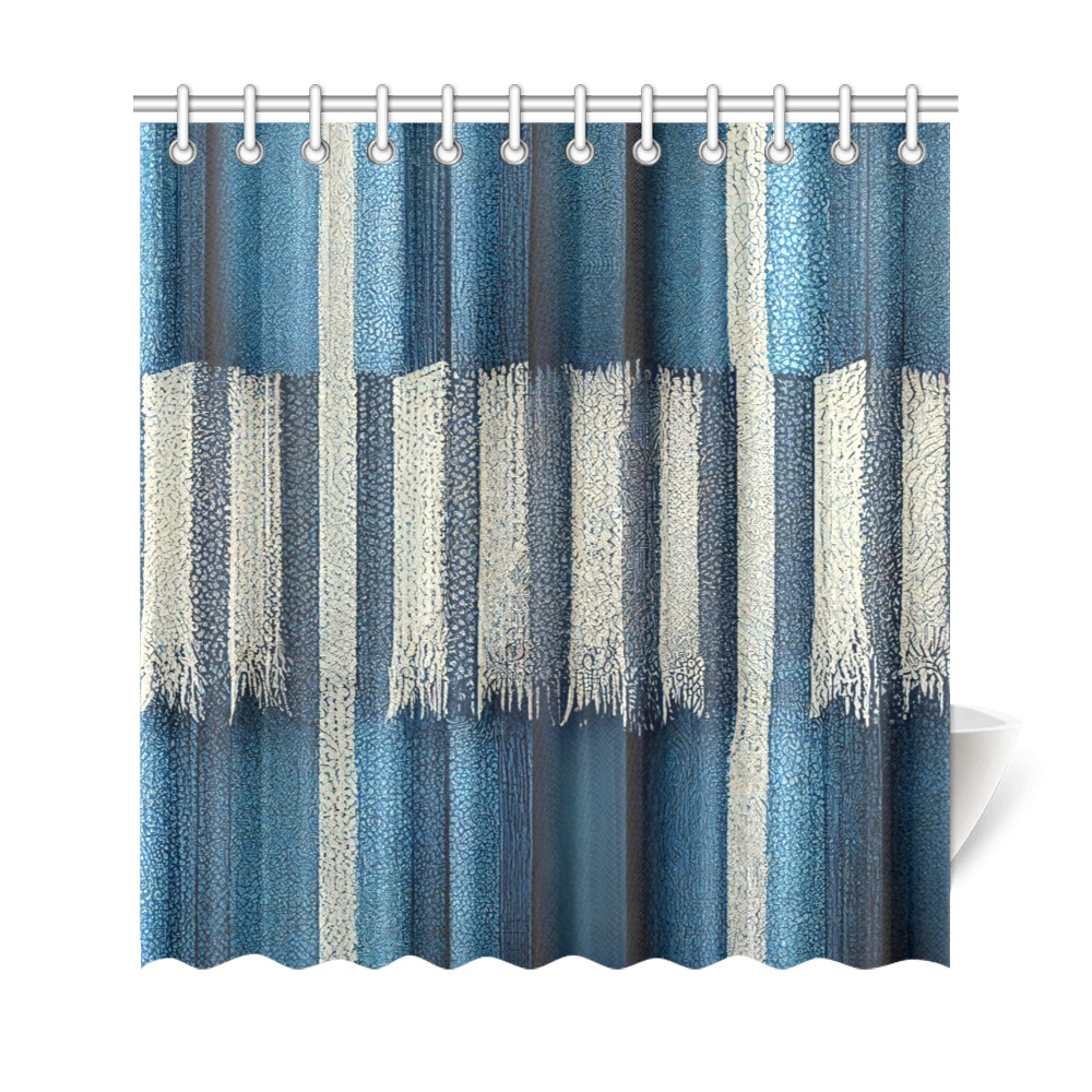 blue and white striped pattern 2 Shower Curtain 69"x72"