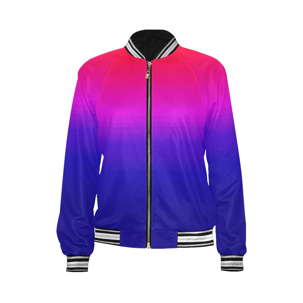 pink and blue All Over Print Bomber Jacket for Women (Model H21)