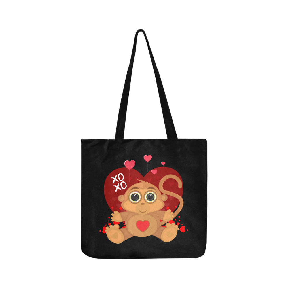 Valentine's Day Monkey Reusable Shopping Bag Model 1660 (Two sides)