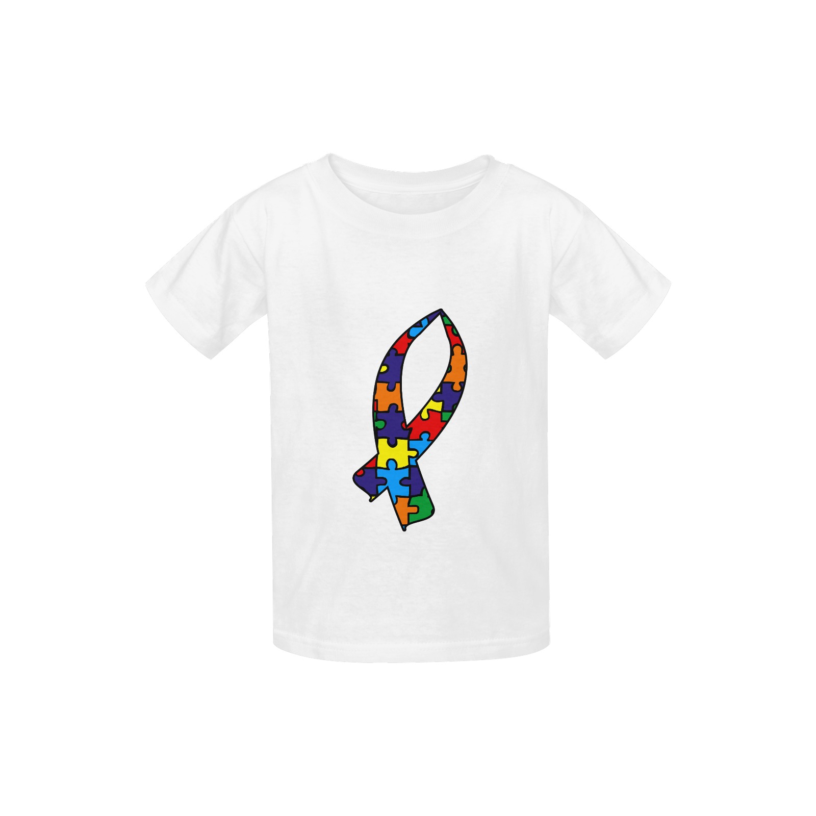 Autism Awareness Ribbon Kid's  Classic T-shirt (Model T22)