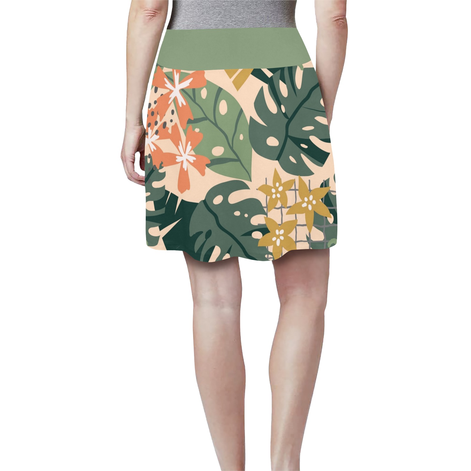 Tropical Print Golf Skirt Women's Athletic Skirt (Model D64)