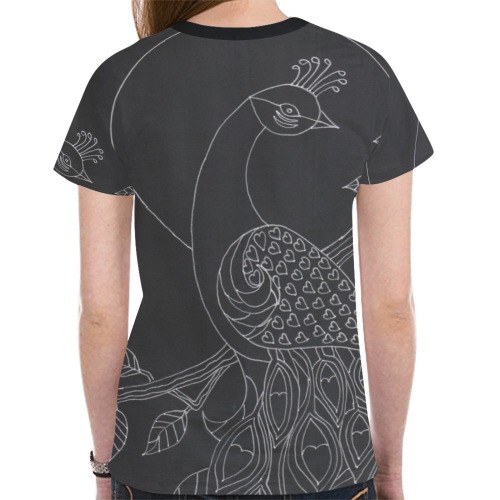Peacock Moon New All Over Print T-shirt for Women (Model T45)