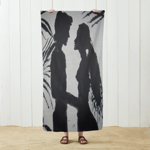 black and white sunset lovers Beach Towel 29"x58"(NEW)