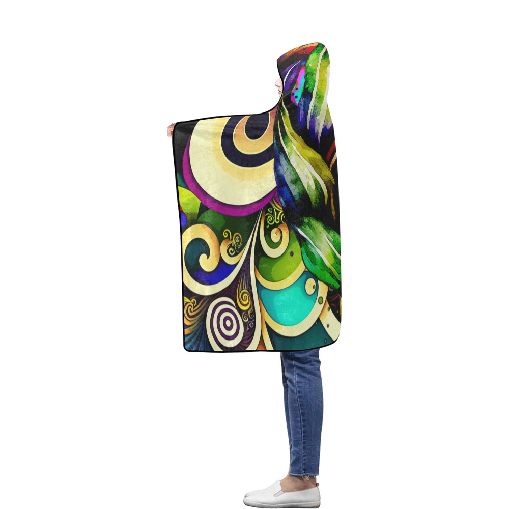 Mardi Gras Colorful New Orleans Flannel Hooded Blanket 40''x50''