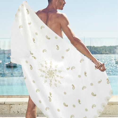 cecylia beige Beach Towel 32"x 71"