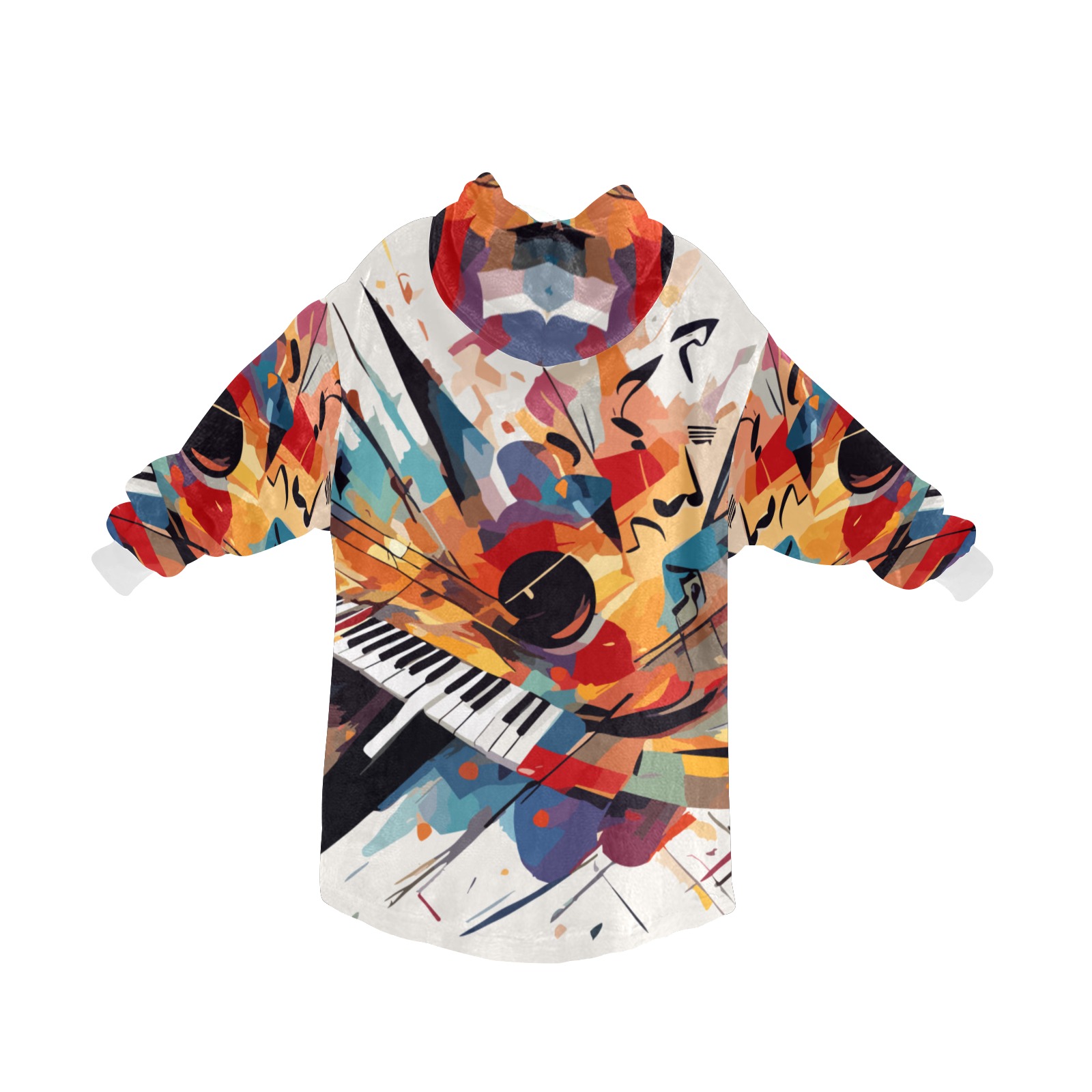 Piano jazz. Cool colorful abstract art on beige Blanket Hoodie for Women