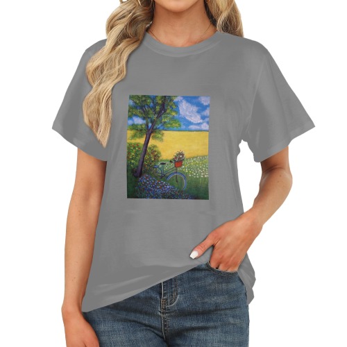Spring Countryside Women's Gray T-Shirt