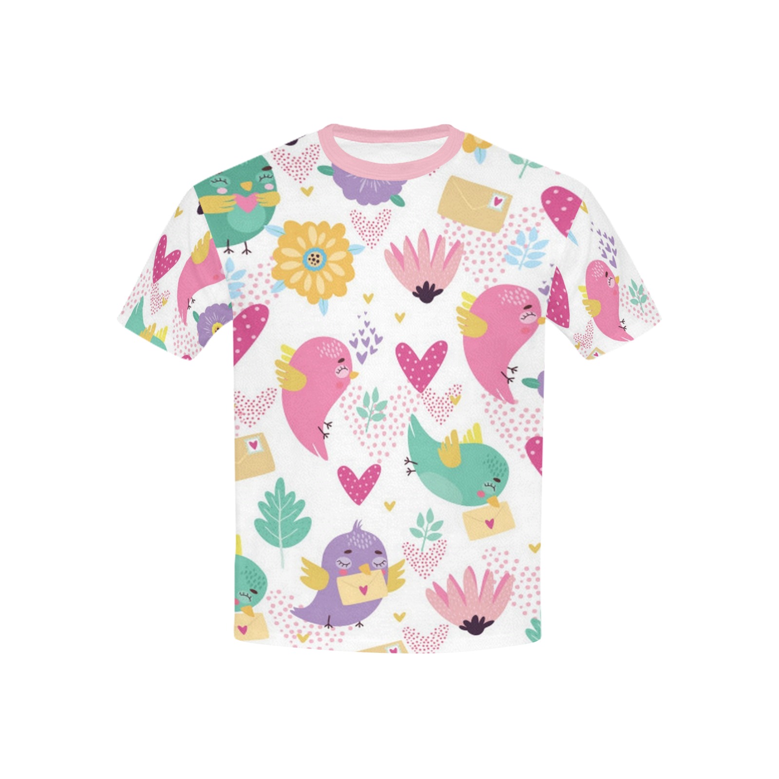 Hearts and Birds and flowers Kids' All Over Print T-shirt (USA Size) (Model T40)