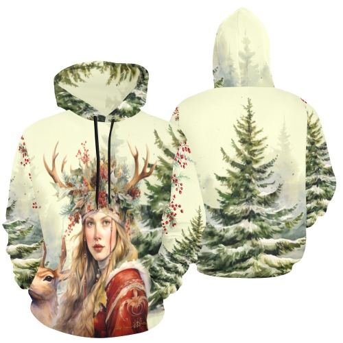 Nordic Folklore All Over Print Hoodie for Women (USA Size) (Model H13)