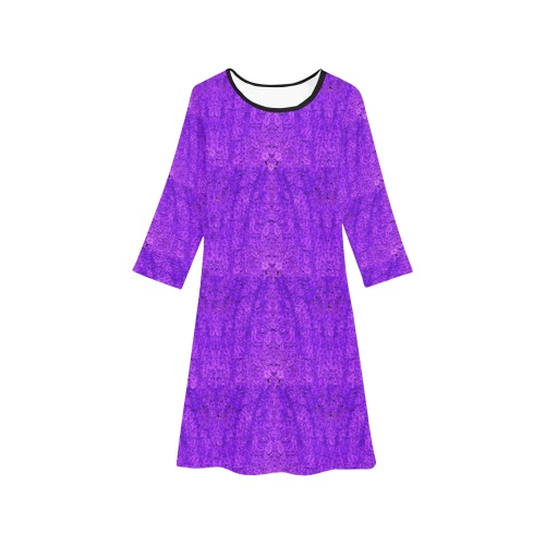 purple roses Girls' Long Sleeve Dress (Model D59)