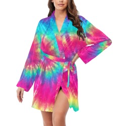 Traditional Tie Dye Women's Long Sleeve Belted Night Robe