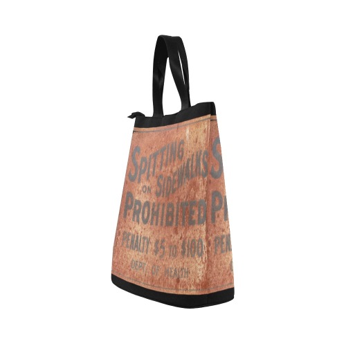 Spitting prohibited, old metall plate photo Nylon Lunch Tote Bag (Model 1670)