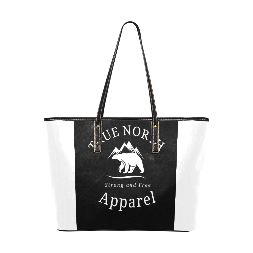 True North Apparel Leather Tote Bag (White and Black) Chic Leather Tote Bag (Model 1709)