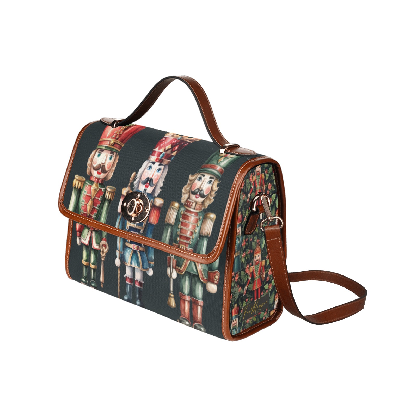 Nutcracker Handbag Waterproof Canvas Bag-Brown (All Over Print) (Model 1641)