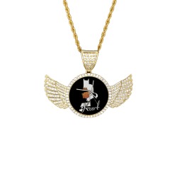 Karl Lagerfeld  Art by Nico Bielow Wings Gold Photo Pendant with Rope Chain