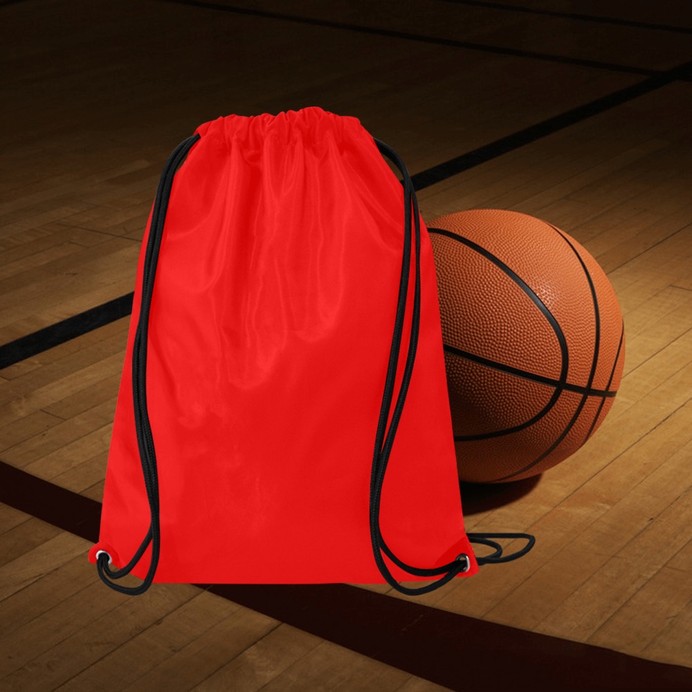 Merry Christmas Red Solid Color Medium Drawstring Bag Model 1604 (Twin Sides) 13.8"(W) * 18.1"(H)