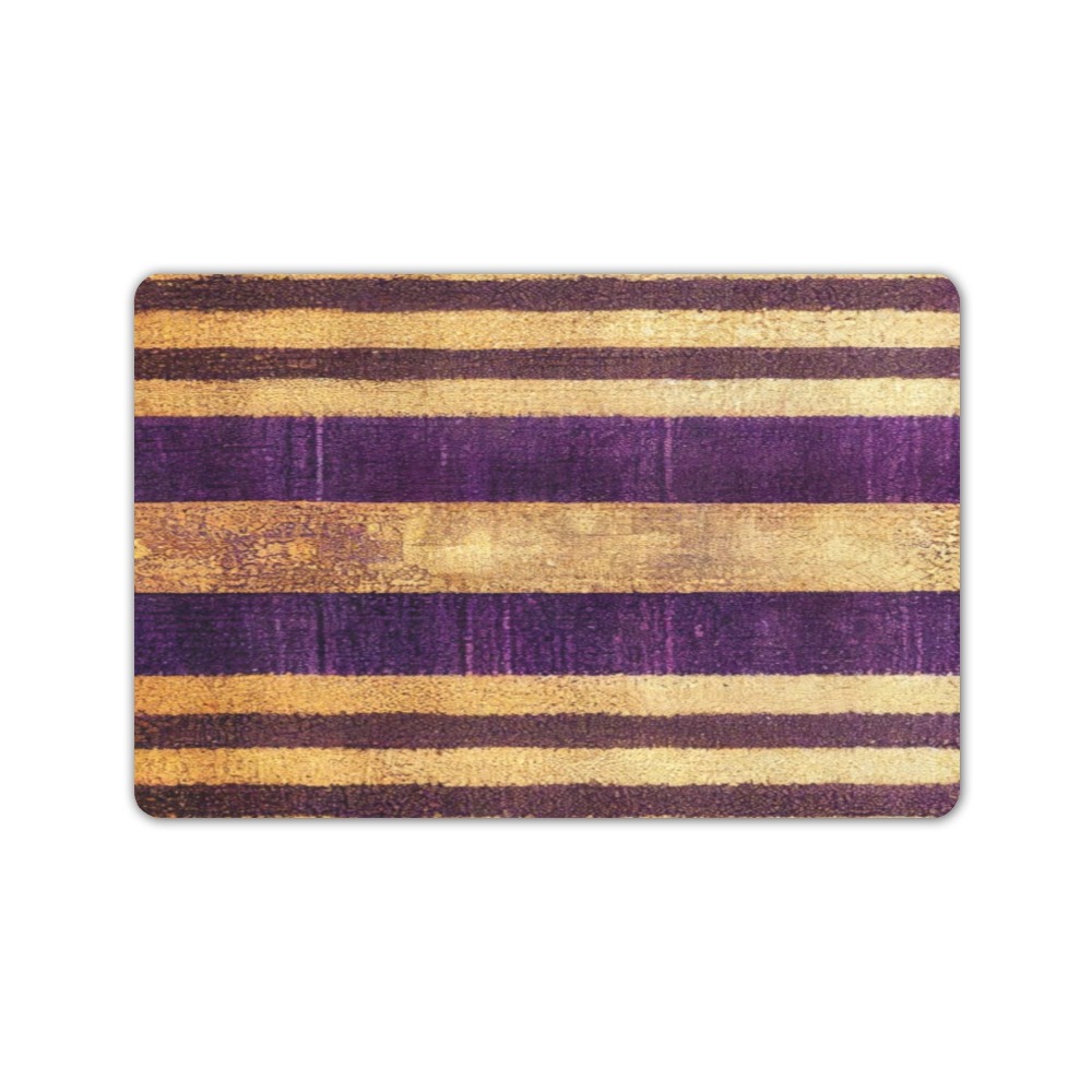 violet and gold striped pattern Doormat 24"x16" (Black Base)