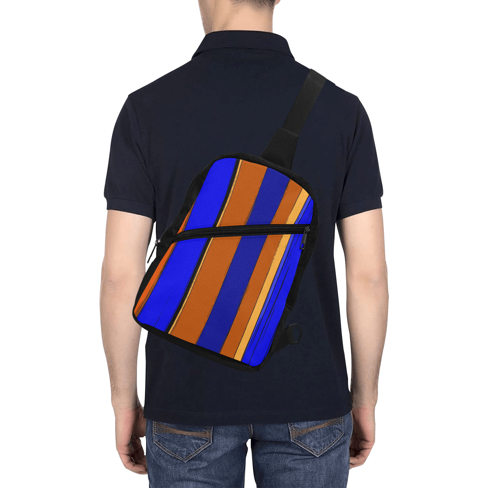 Abstract Blue And Orange 930 Men's Chest Bag (Model 1726)