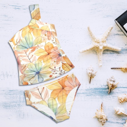 Watercolor Floral 2 Women's One Shoulder Backless Swimsuit (Model S44)
