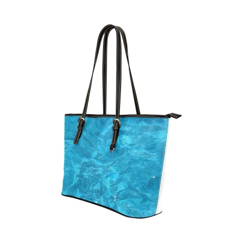 swimming pool water Leather Tote Bag/Small (Model 1651)