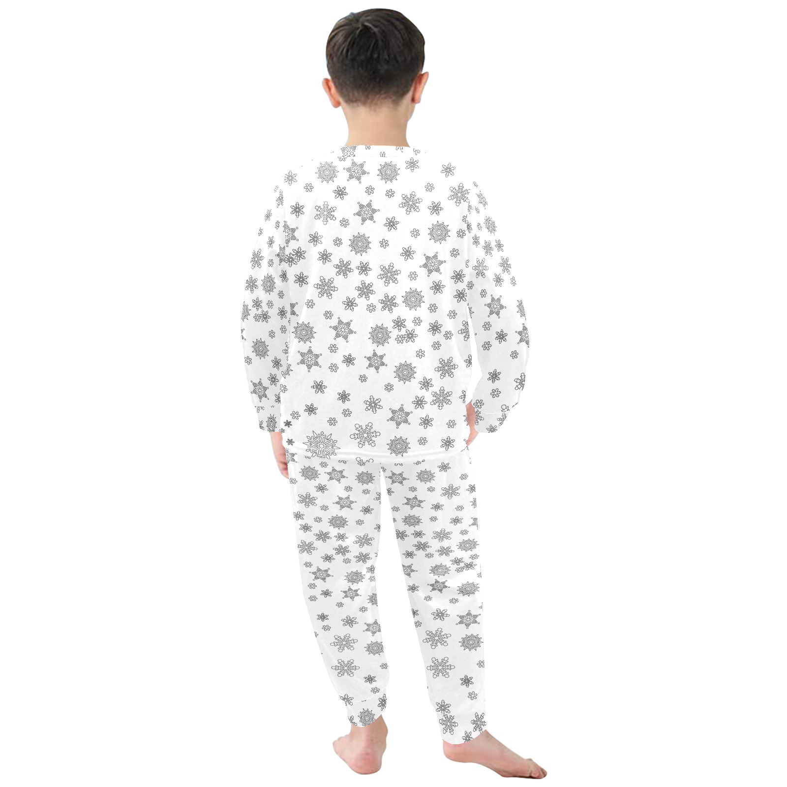 Snowflakes for Christmas Little Boys' Crew Neck Long Pajama Set