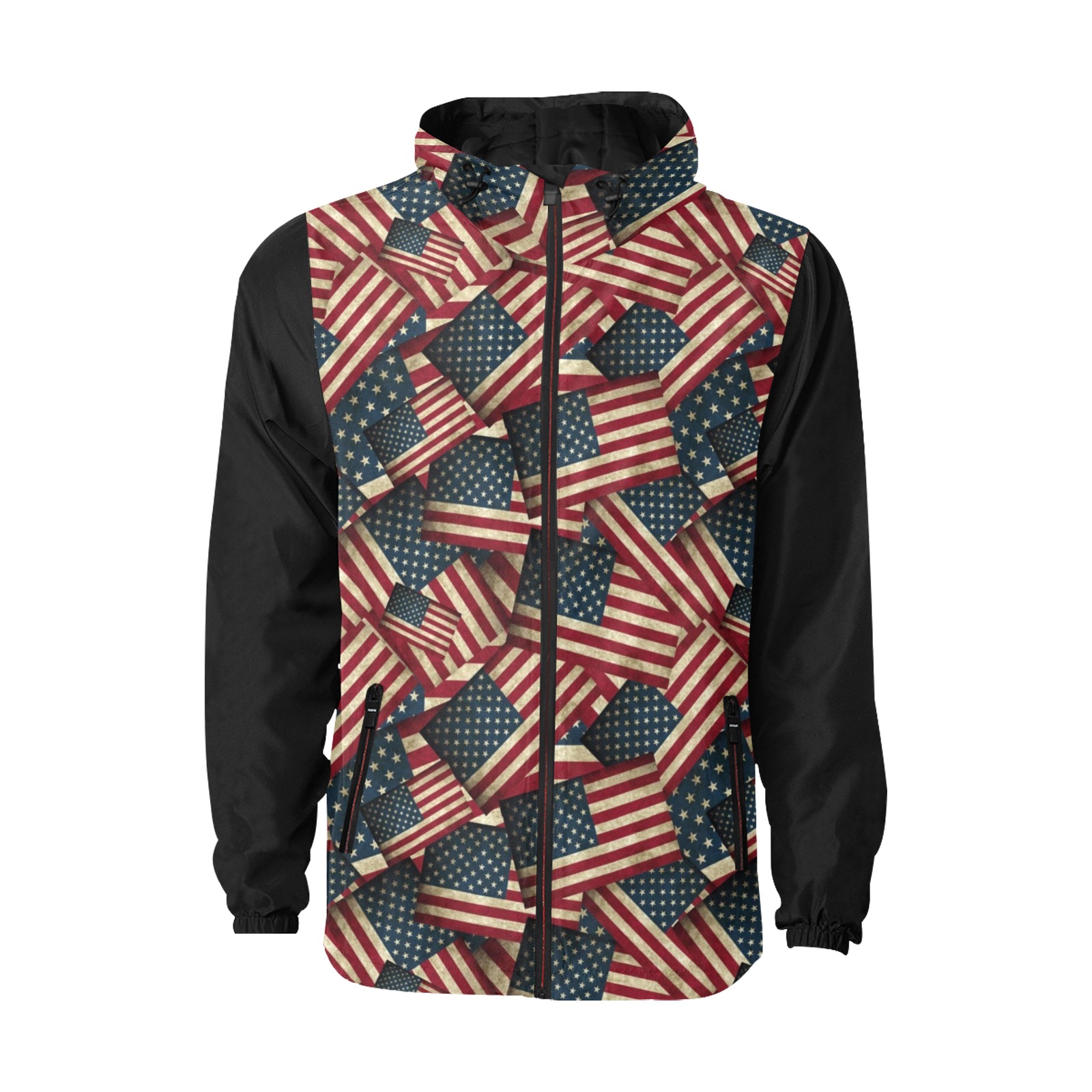 Patriotic USA American Flag Art Vest Style All Over Print Quilted Windbreaker for Men (Model H35)