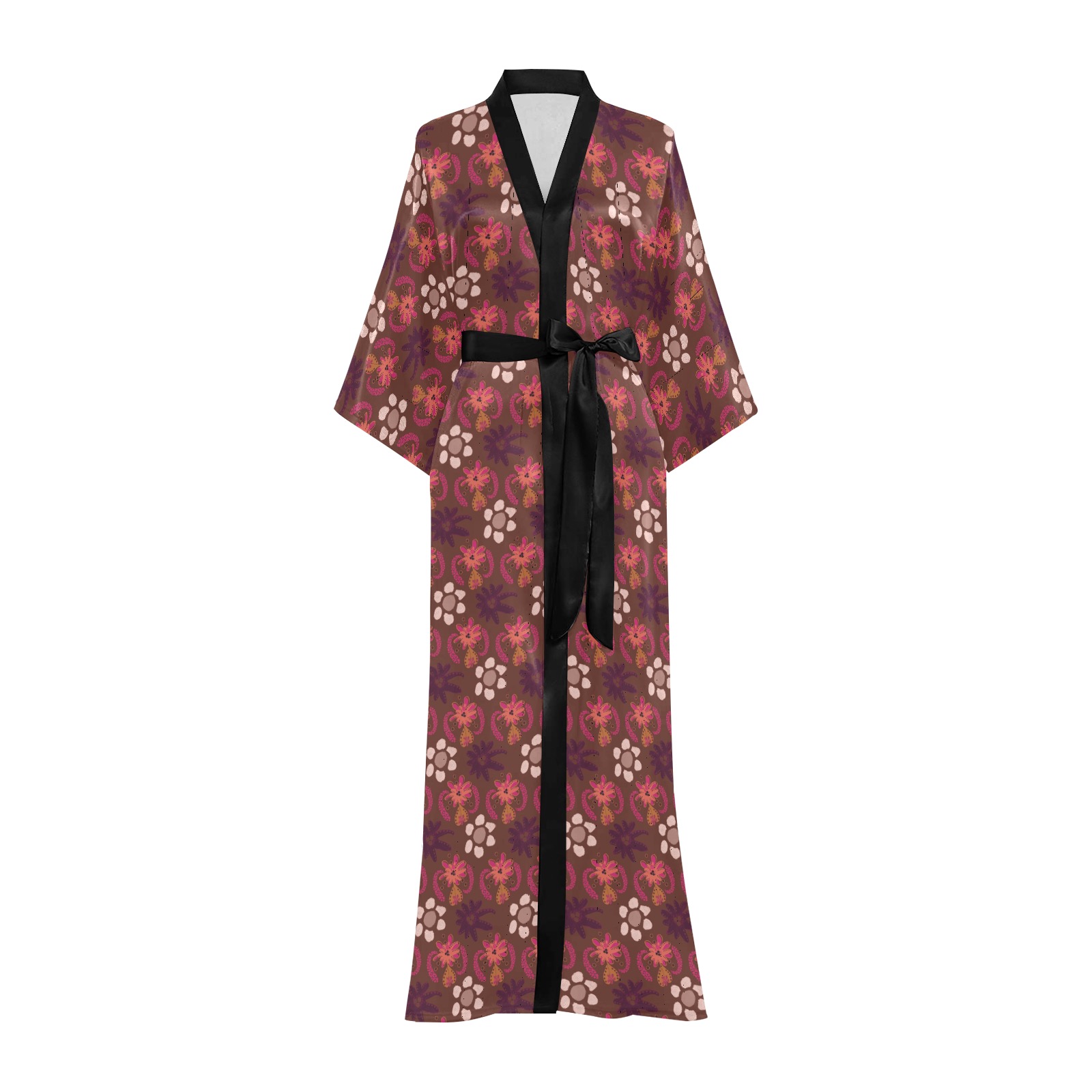 Retro floral Long Kimono Robe
