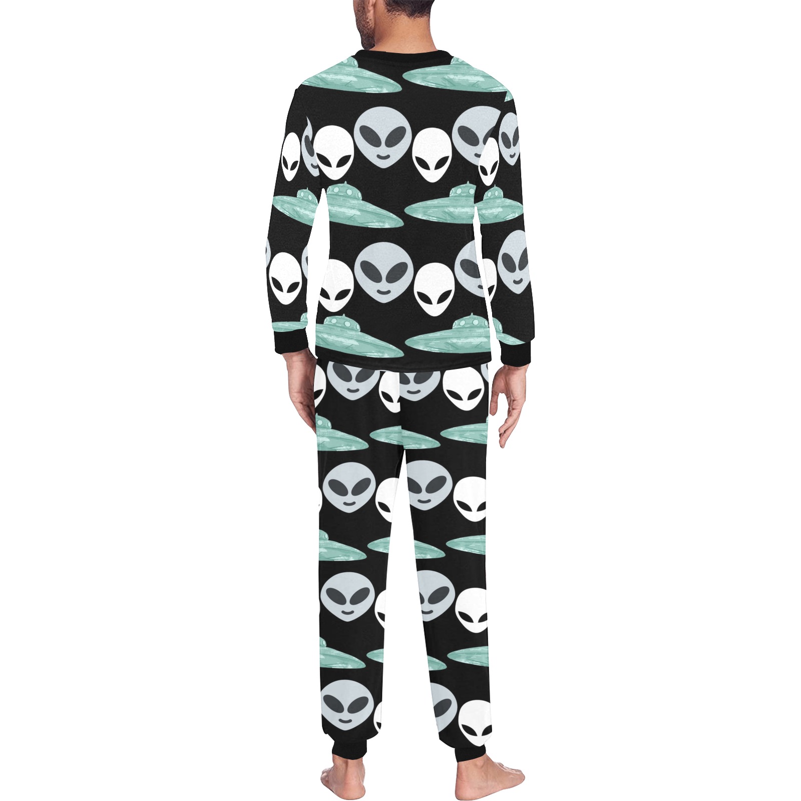 UFOs and Alienss Men's All Over Print Pajama Set with Custom Cuff