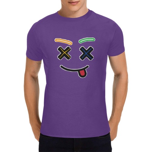 X Face DW Purple Tee Men's T-Shirt in USA Size (Front Printing Only)