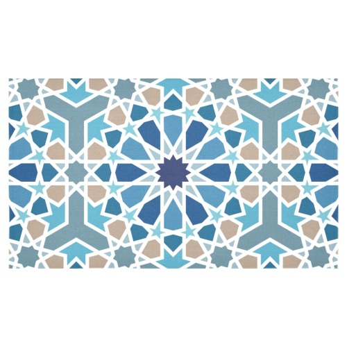 Arabic Geometric Design Pattern Cotton Linen Tablecloth 60"x 104"