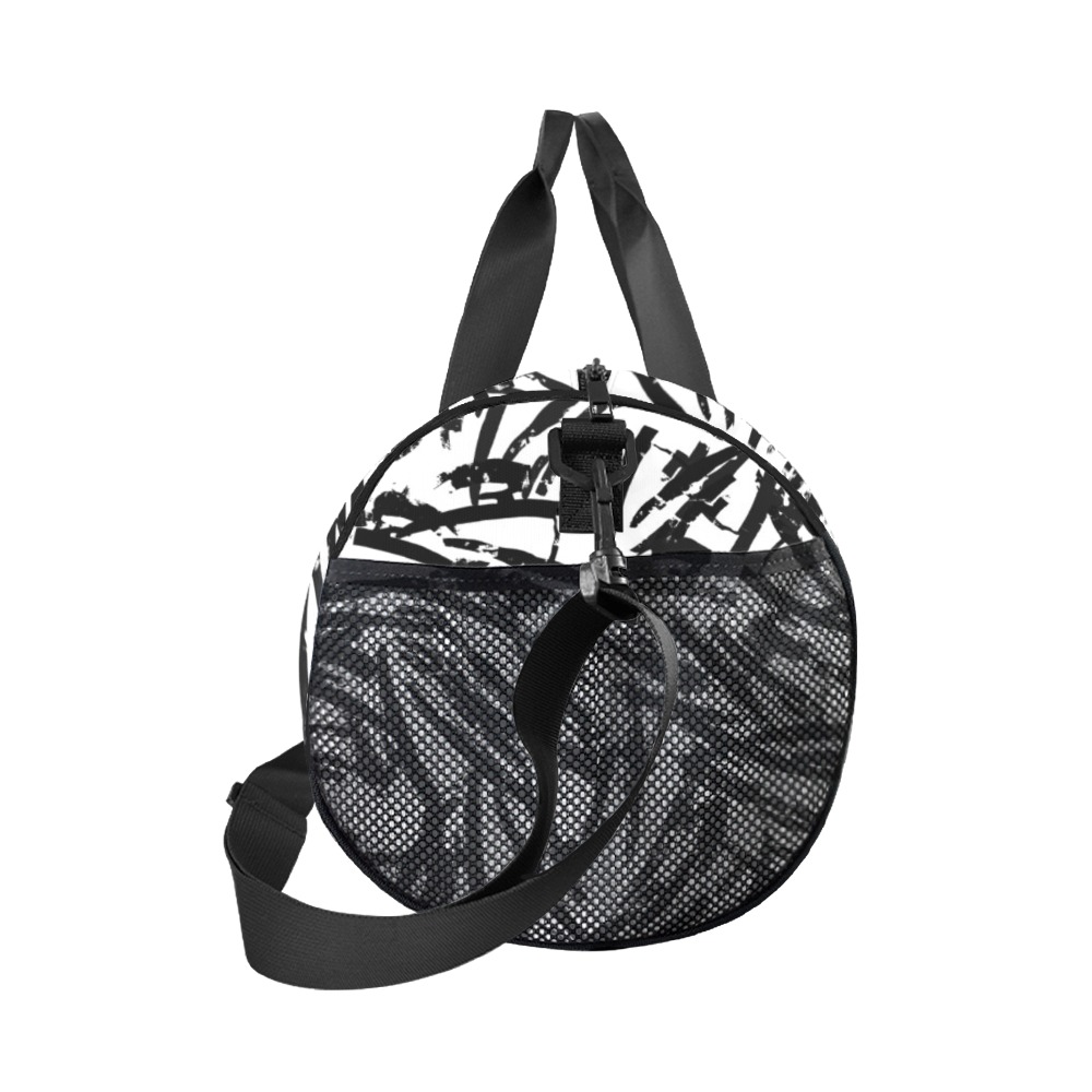 Brush Stroke Black and White Duffle Bag (Model 1679)