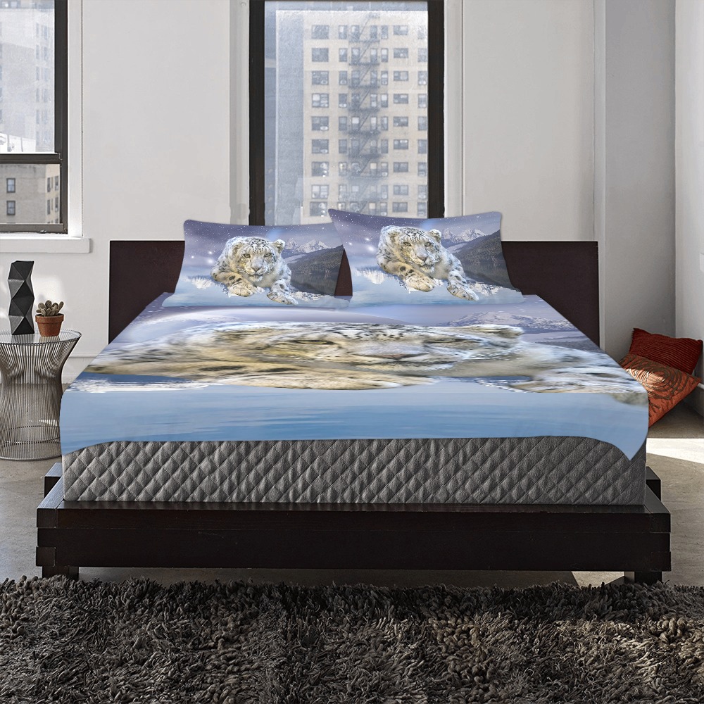 Snow Leopard and Moon 3-Piece Bedding Set