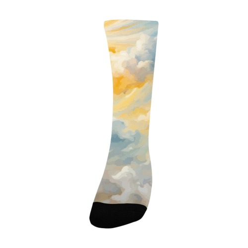 Sun is shining above the colorful clouds cool art Custom Socks for Women