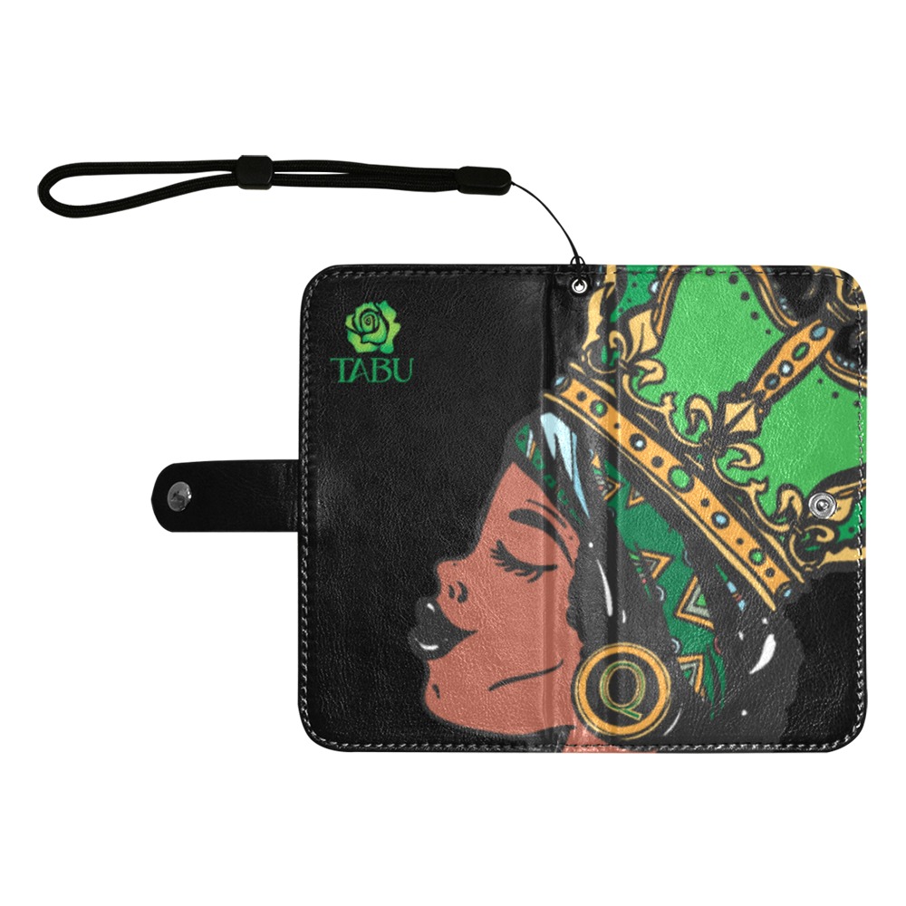 TABU 'Crown Me' Flip Leather Purse for Mobile Phone/Large (Model 1703)