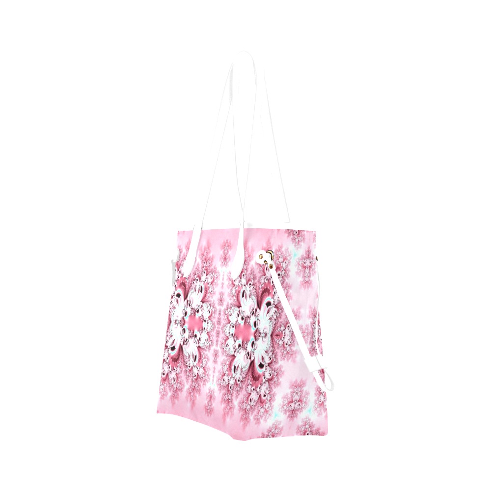 Pink Rose Garden Frost Fractal Clover Canvas Tote Bag (Model 1661)
