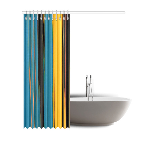 Black Turquoise And Orange Go! Abstract Art Shower Curtain 69"x84"