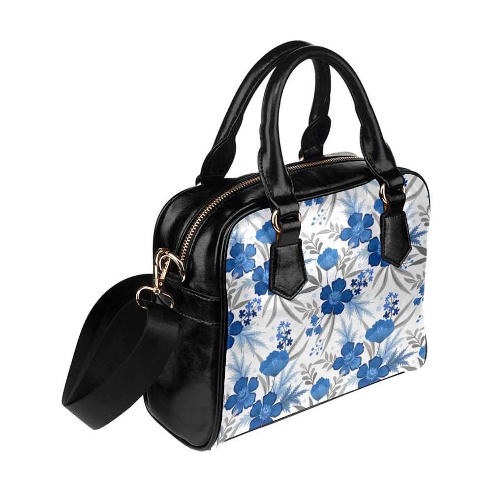 Beautiful Blue Floral Shoulder Handbag (Model 1634)