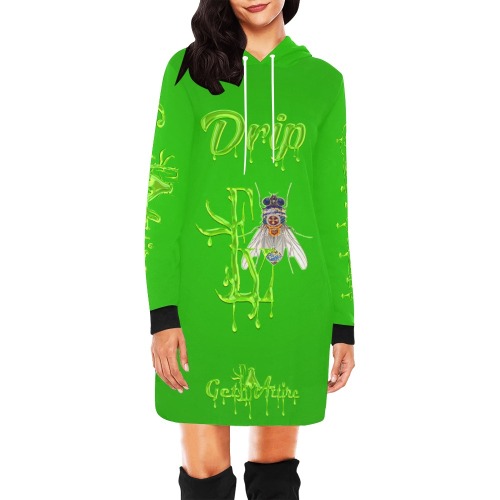 Drip Collectable Fly All Over Print Hoodie Mini Dress (Model H27)