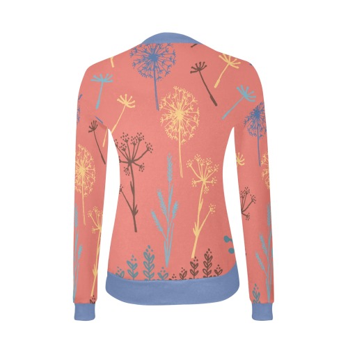 Wildflowers Art on Apricot Orange Women's All Over Print V-Neck Sweater (Model H48)