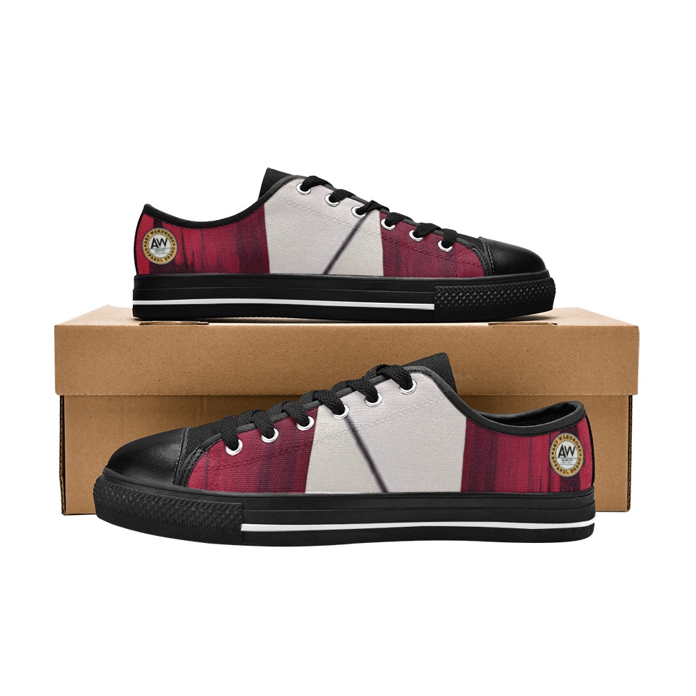 graffiti building's red and cream #2 Women's Classic Canvas Shoes (Model 018)