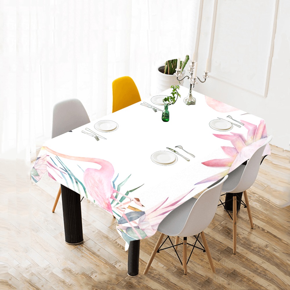 pink flamingo border Cotton Linen Tablecloth 52"x 70"