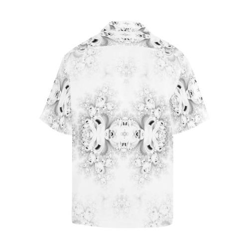 Snowy Winter White Frost Fractal Hawaiian Shirt with Merged Design (Model T58)
