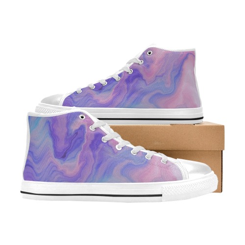 Abstract-wavy-paint-01 Women's Classic High Top Canvas Shoes (Model 017)