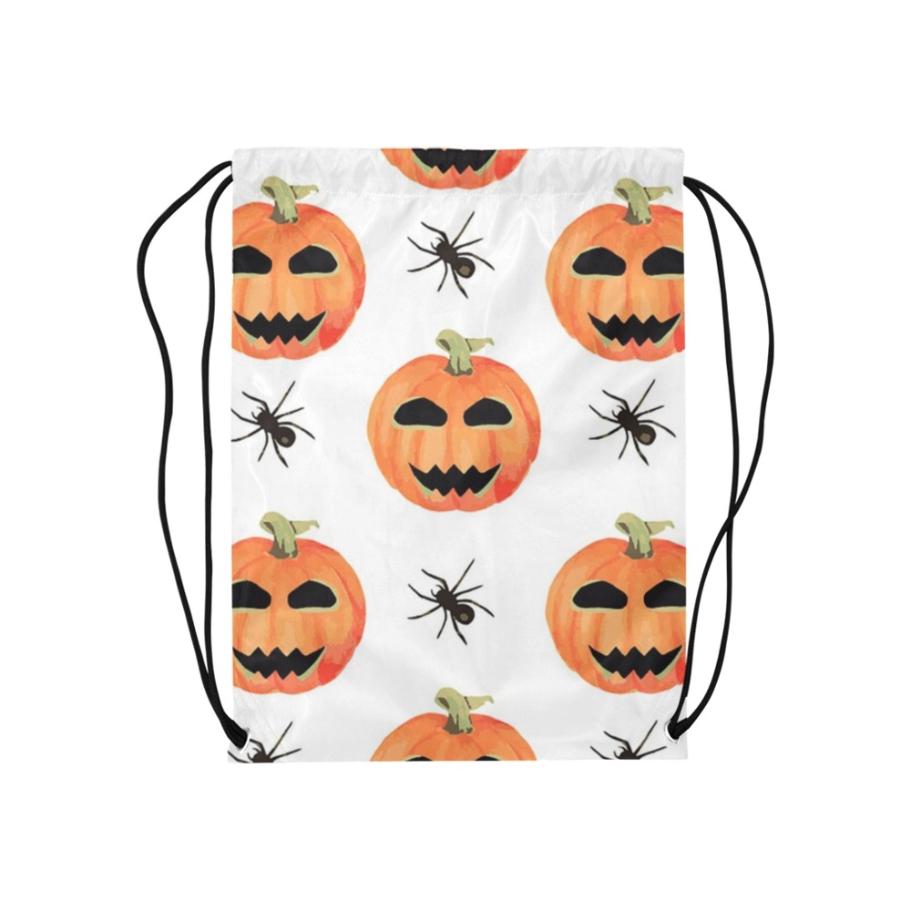 Pumpkins and Spiders Medium Drawstring Bag Model 1604 (Twin Sides) 13.8"(W) * 18.1"(H)