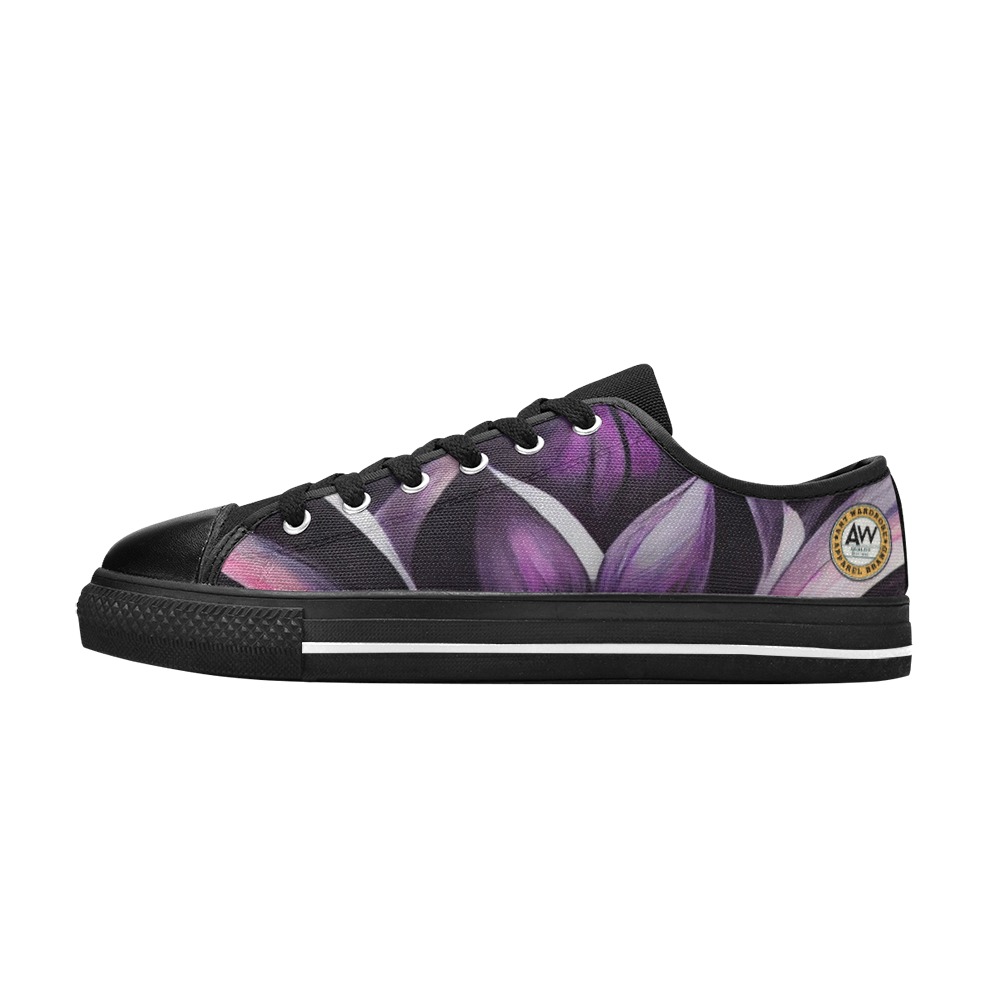 violet and black abstract pattern 6 Women's Classic Canvas Shoes (Model 018)