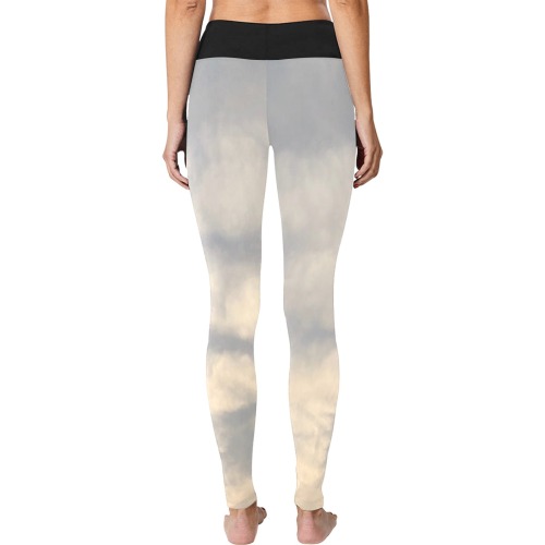 Rippled Cloud Collection Women's Big Size Workout Leggings (Model L43)