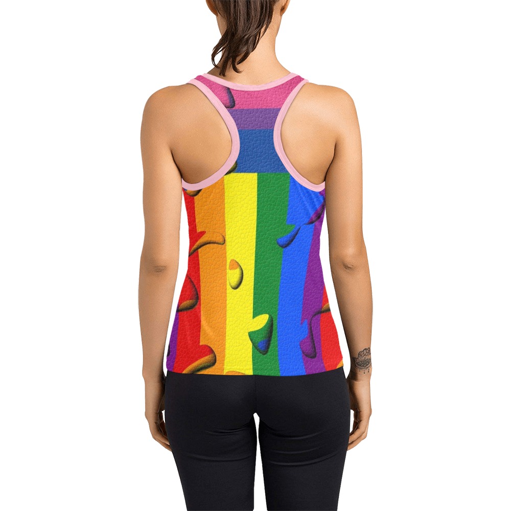 Bisexual Pride Flag Pop Art by Nico Bielow Women's Racerback Tank Top (Model T60)
