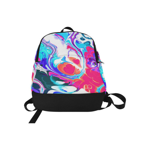 Blue White Pink Liquid Flowing Marbled Ink Abstract Fabric Backpack for Adult (Model 1659)