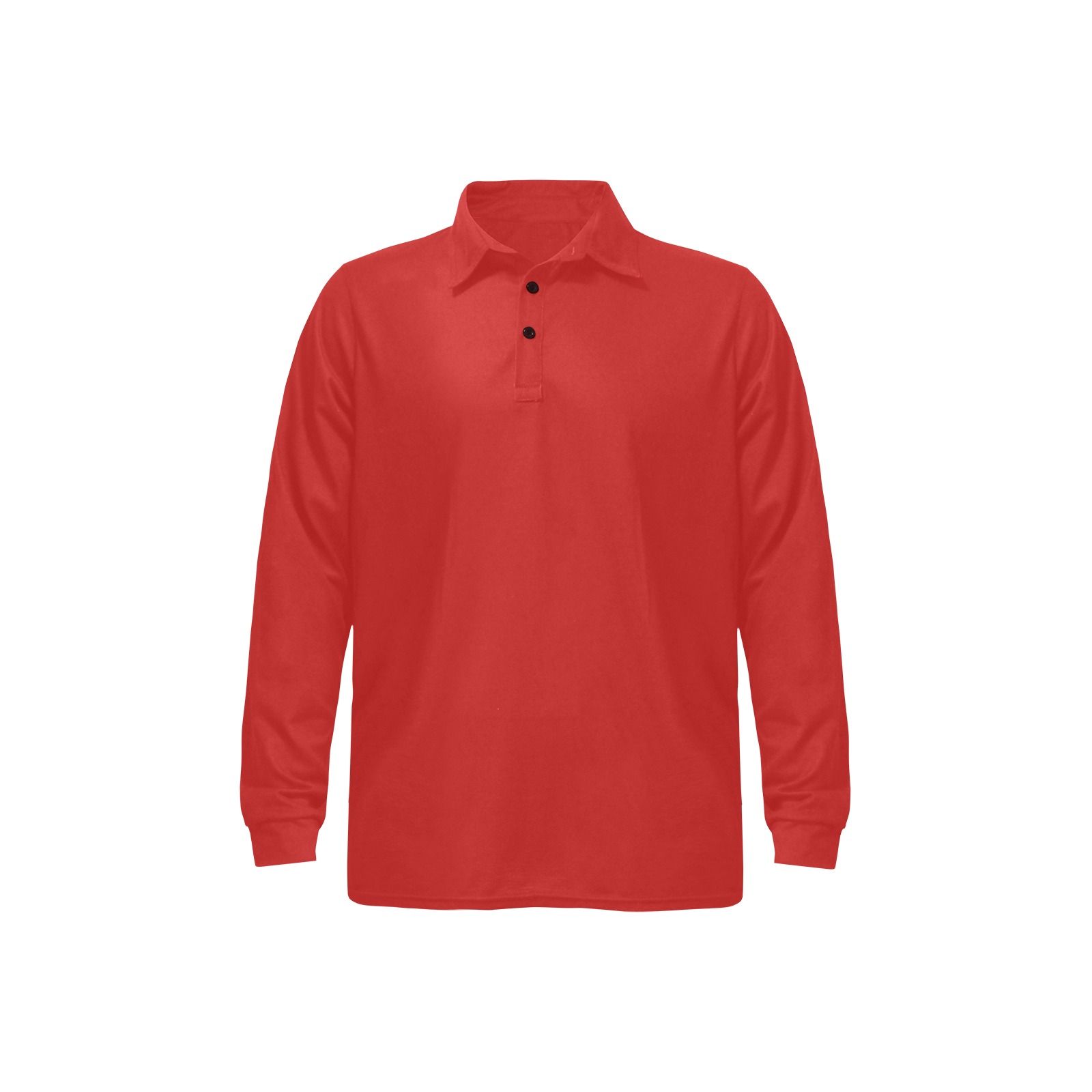 Solid Red Long Sleeve Polo Men's Long Sleeve Polo Shirt (Model T73)