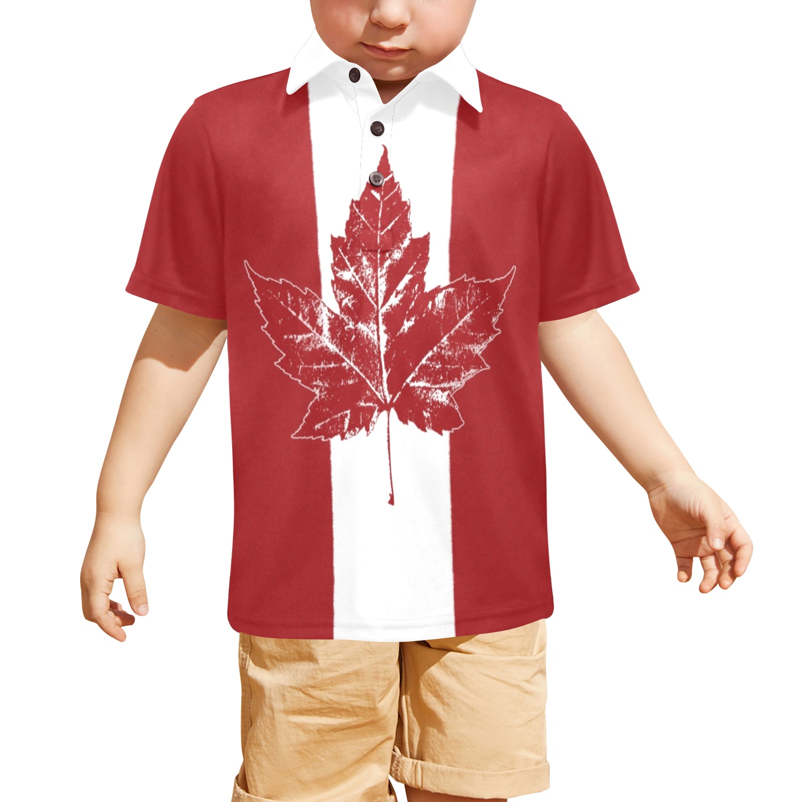 Kid's Cool Canada Team Shirts Little Boys' All Over Print Polo Shirt (Model T55)